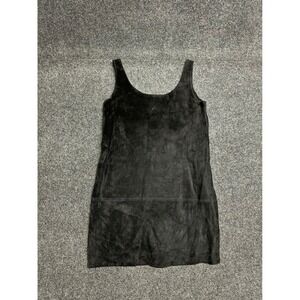 Vintage black suede leather mini dress cowgirl western chic minimalist luxury